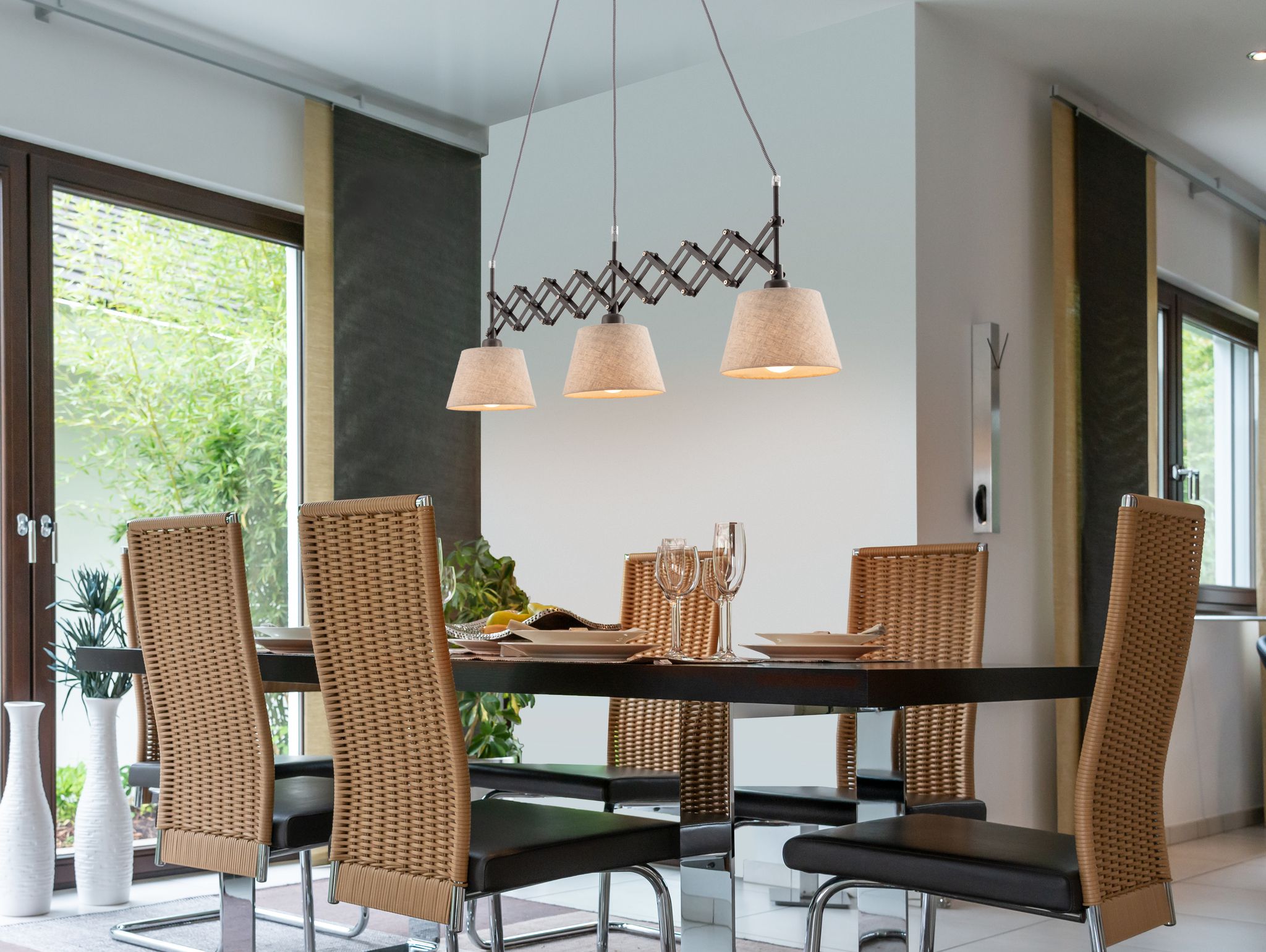 Scherenpendelleuchte Adrienne max. b: 52-86cm natur - E27, 120W, IP20