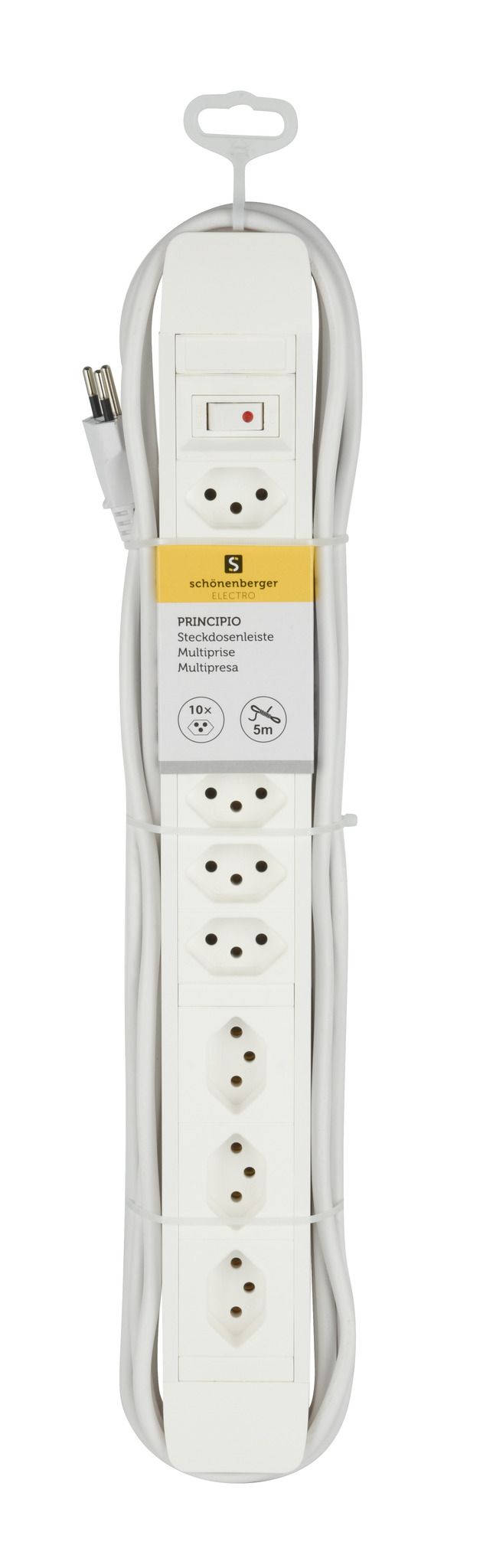 PRINCIPIO 3xH/7xV - 10x T13 (3x horizontal / 7x vertikal), 5.0m Kabellänge, Schalter, weiss