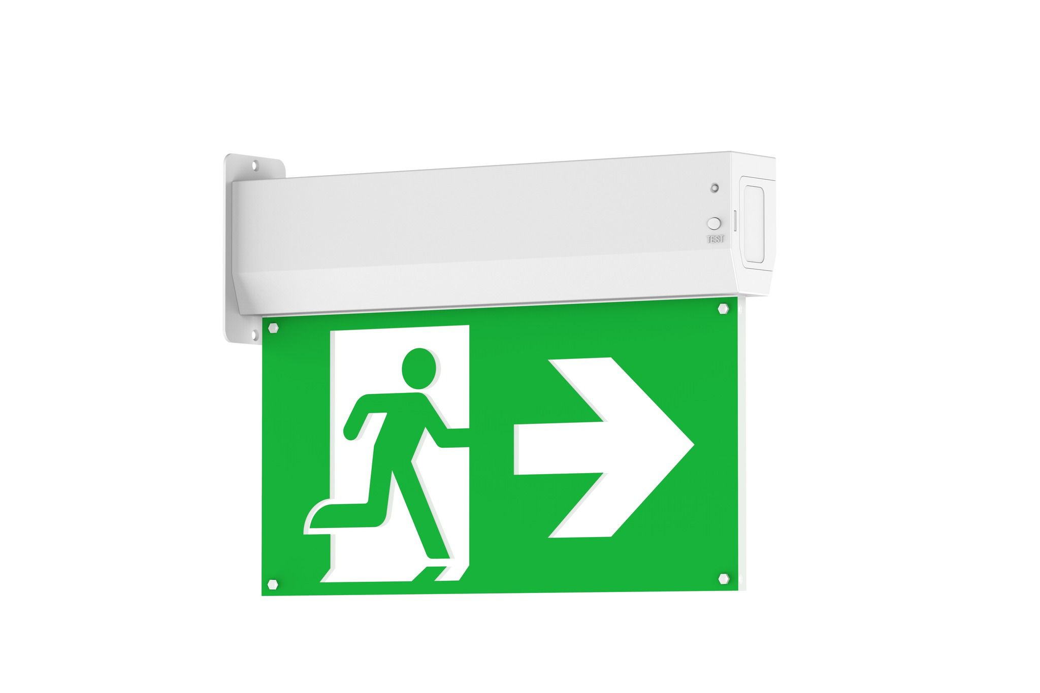 LED Rettungszeichenleuchte EXITO - 3.5W, 350lm, 6000K, IP20, weiss, Selbsttest, ERW 30m, 3h Not, L=330mm. B=248mm, H=45mm
