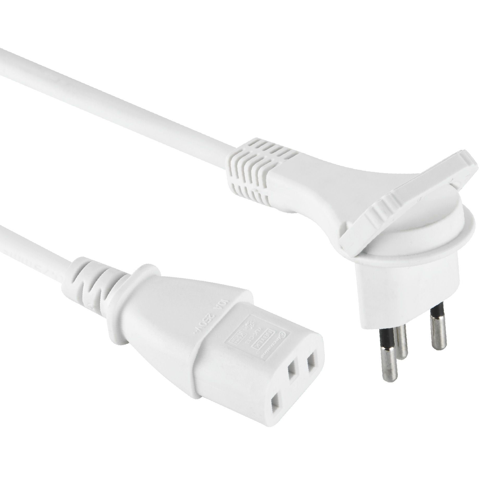 Gerätezuleitung FLAT T12 - C13 weiss - 2.0m H05VV-F 3G0.75mm2 Kabel weiss