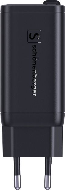 67W GaN 2-Port Fast Charger integr. USB-C Cable - Out: USB-C / USB-A: 67W PD, integriertes 70cm USB-C Kabel, schwarz