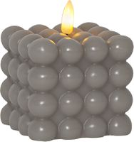 LED Pillar Kerze Flamme Dot - Indoor, Grau, 9.5 cm höhe, Timerfunktion