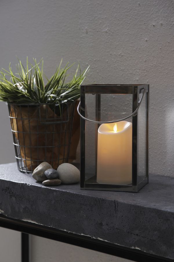 LED Pillar Kerze M-Twinkle - Outdoor, Elfenbein, 15cm Höhe, Timerfunktion