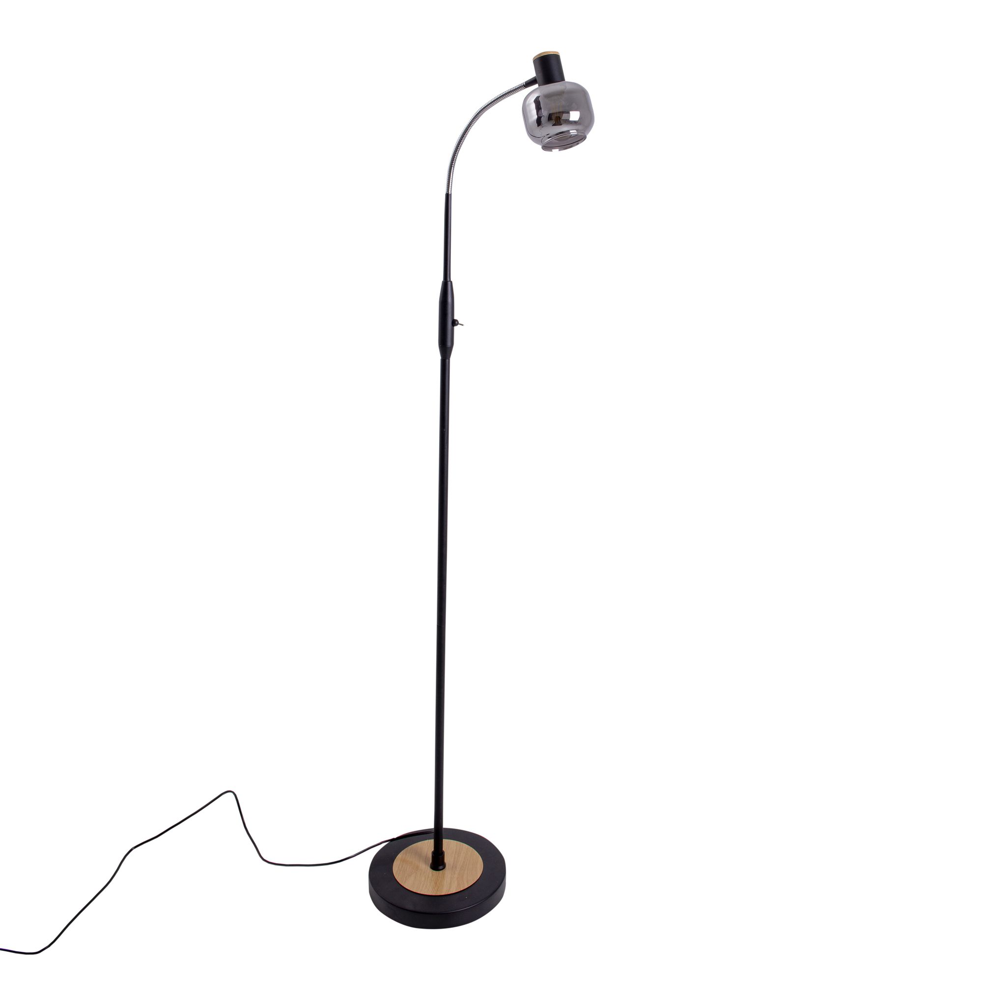 Stehleuchte FUMOSO - E14, max. 1x40W, IP20, schwarz + holz, nicht dimbar, exkl. Leuchtmittel, D=230mm, H=1500mm