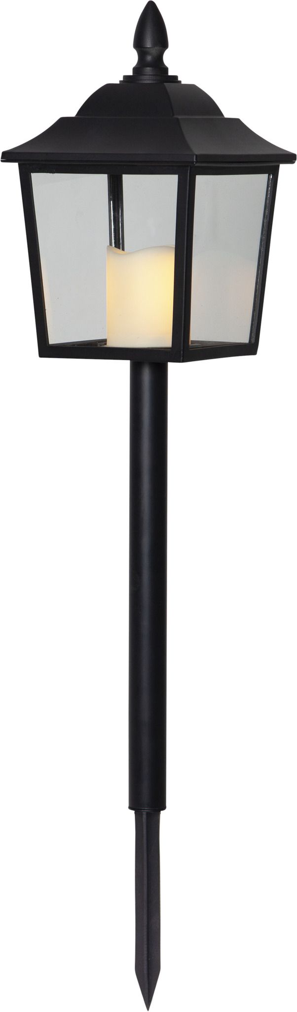 LED Grablicht Flame Laterne - Outdoor, Schwarz, 52cm Höhe, Timerfunktion