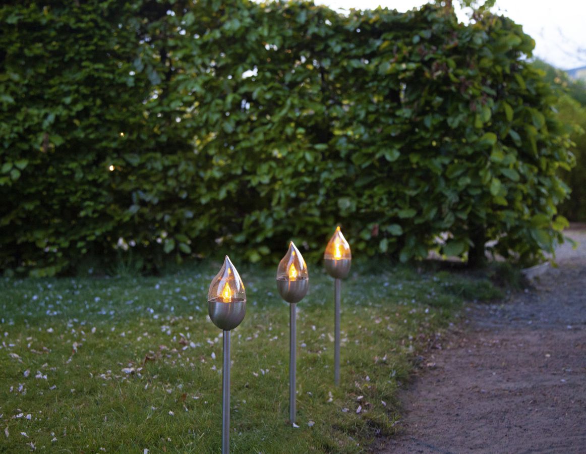 Solar Pollerleucht 3 Pack Olympus - Silber, Lichtfarbe Gelb