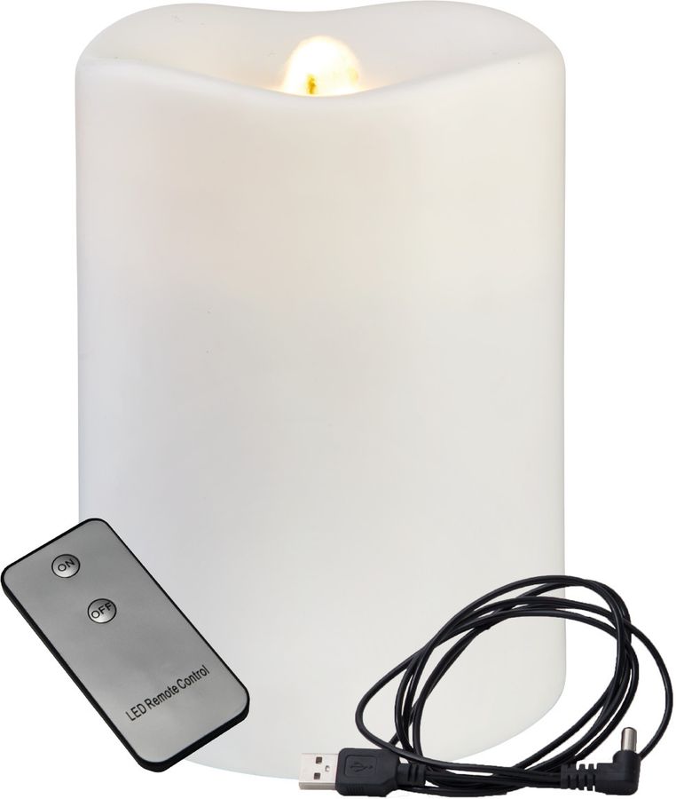 LED Pillar Kerze Water - Indoor, Weiss, 14cm Höhe, Timerfunktion