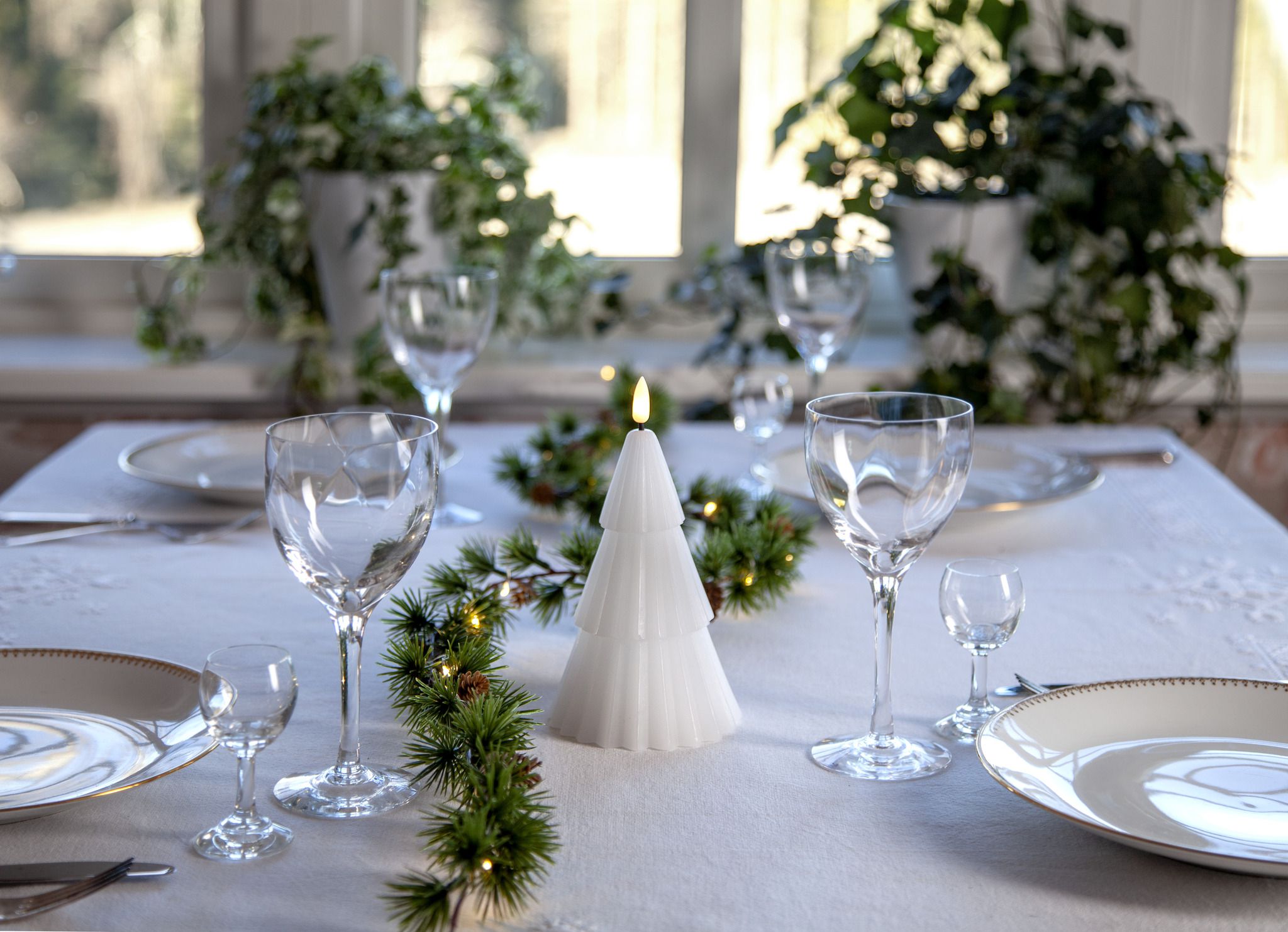 LED Pillar Kerze Flamme Grany - Indoor, Weiss, 18 cm höhe, Timerfunktion