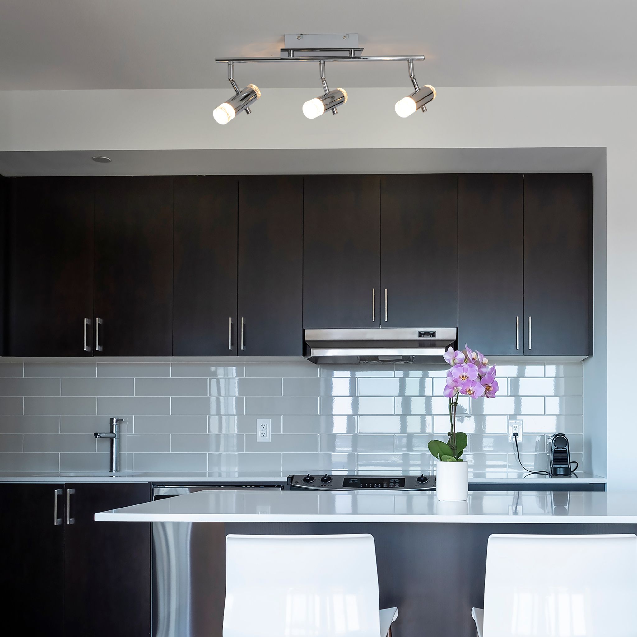 LED Deckenleuchte Garda (3er Spot) - 13,5W, 975lm, 3000K, IP20, chrom, nicht dimmbar, L=460mm, B=85mm, H=170mm