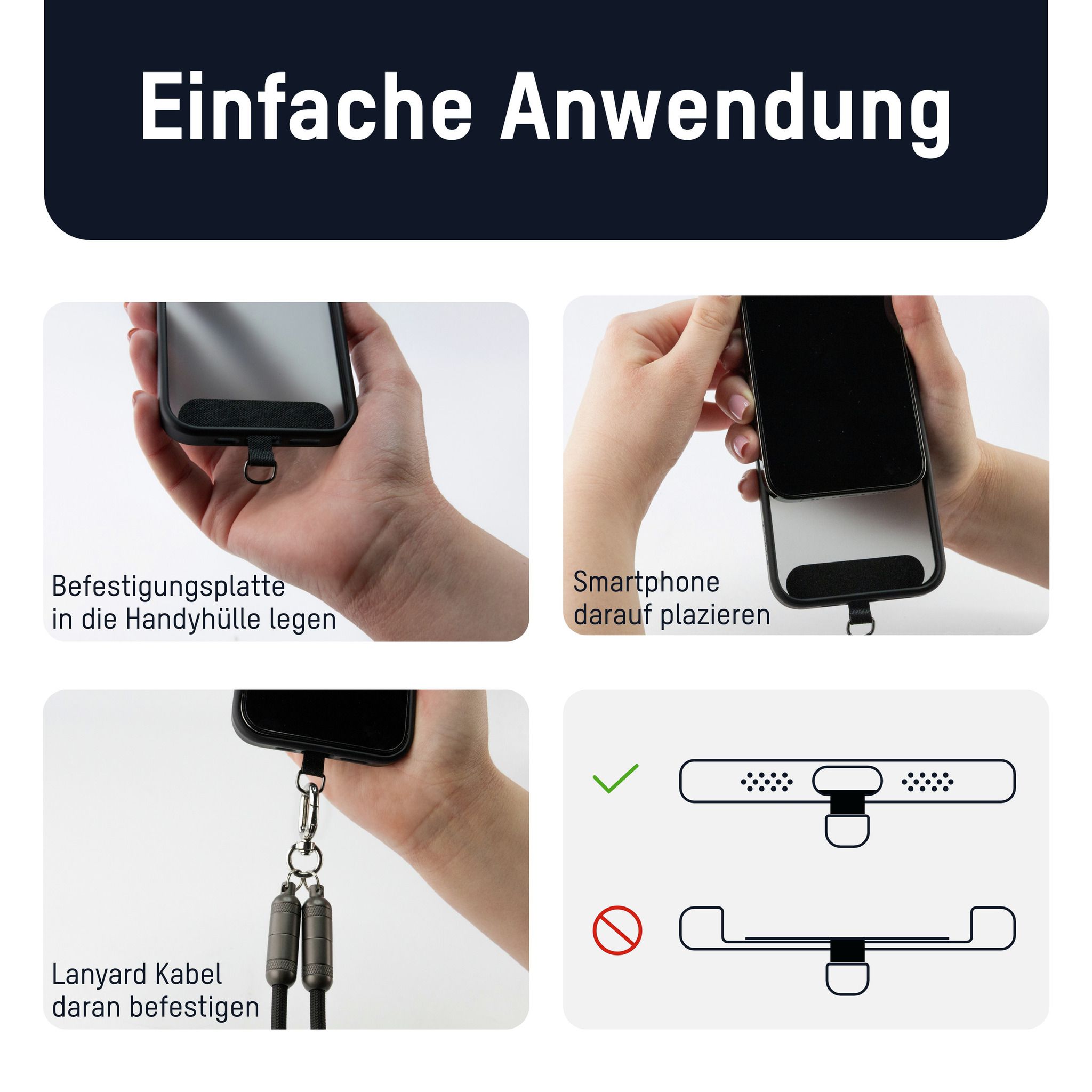 Lanyard Kabel USB Typ-C zu USB Typ-C - 120 cm, schwarz