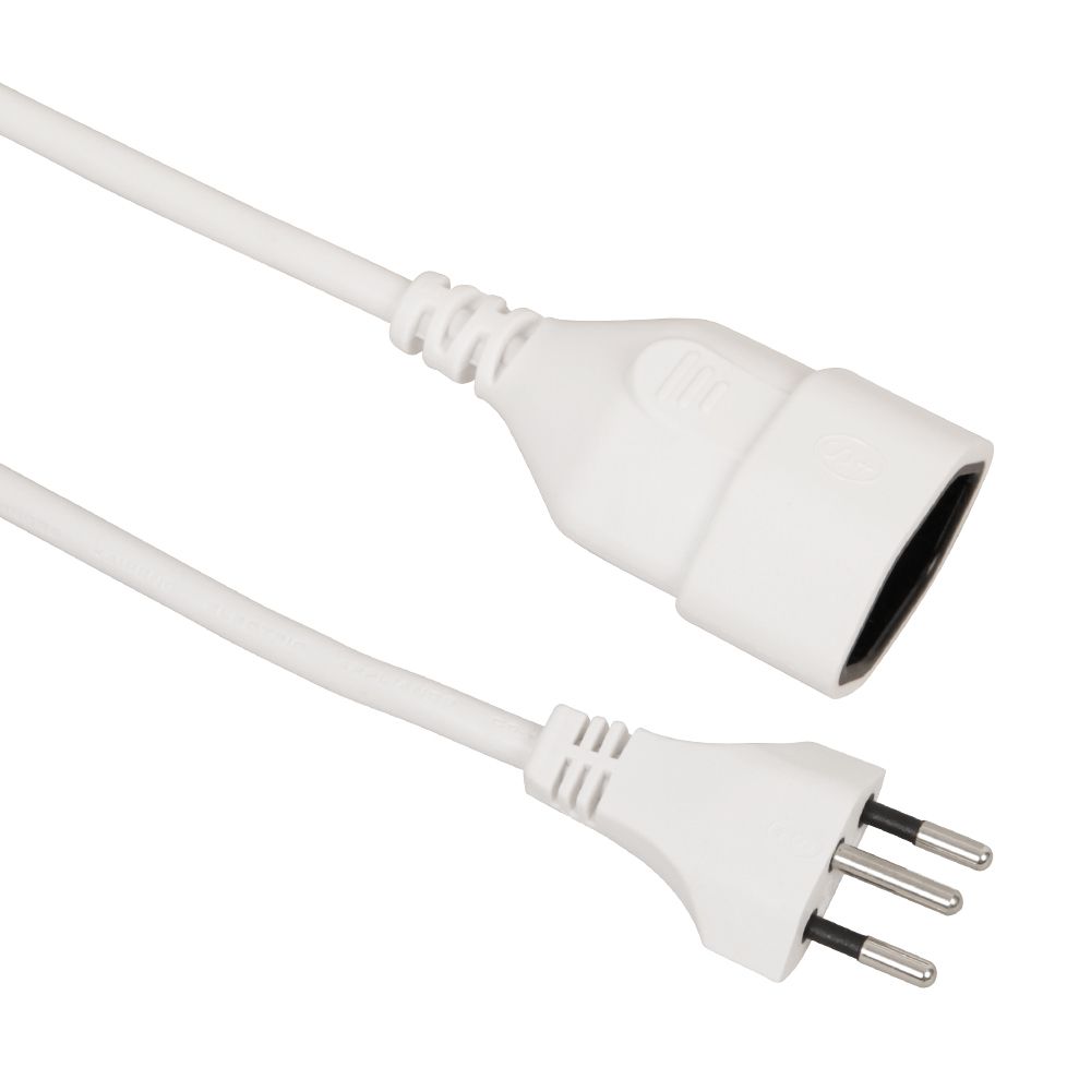 Câble de rallonge, 2m - 2m, weiss, H05VV-F 3G1.0mm2, mit Kinderschutz, 230V - 10A