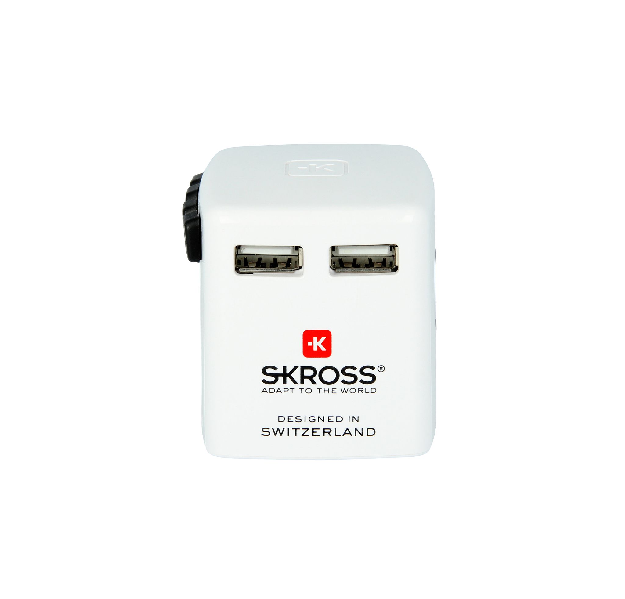 World USB Charger - Out: 2-Pol EU, UK, USA/Japan, AUS/China, 2xUSB-A 5.0V DC, max. 2.4A (shared), weiss