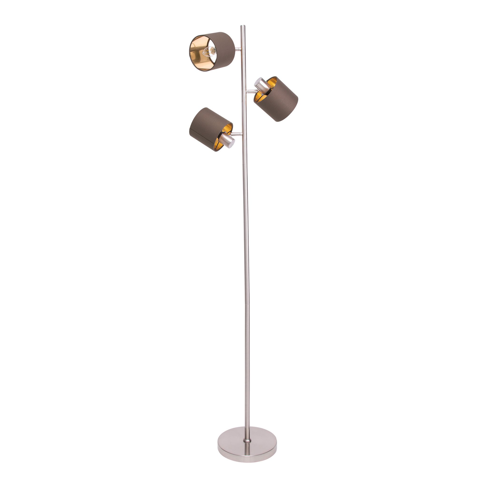 Stehleuchte MARON G - E14, max. 3x40W, IP20, nickel + braun + gold, nicht dimbar, exkl. Leuchtmittel, D=350mm, H=1528mm