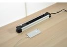 ALU Steckdosenleiste USB-C - 8xT13, 1x USB-C + 2x USB-A max. 3.4A - PD 20W, 2.0m Zuleitung, Stecker T12, Aluminium/schwarz