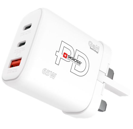 Power Charger 65W GaN UK - Out: 2-Pol UK, In: 1xUSB-C PD 5.0V, max. 65W, 1xUSB-C 5.0V, max. 20.0W, 1xUSB-A 5.0V, max. 18.0W