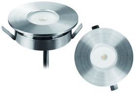 LED Bodeneinbaustrahler RAINDROP - 12V DC, 1W, 100lm, 3000K, IP65, CRI 80, 120°, aluminium, dimmbar, D=40mm, H=12mm, BL=38x20mm