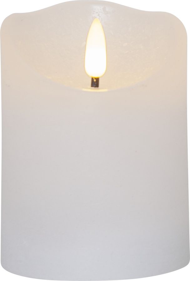 LED Pillar Kerze Flamme Rustic - Indoor, Weiss, 10.00 cm Höhe,  Timerfunktion