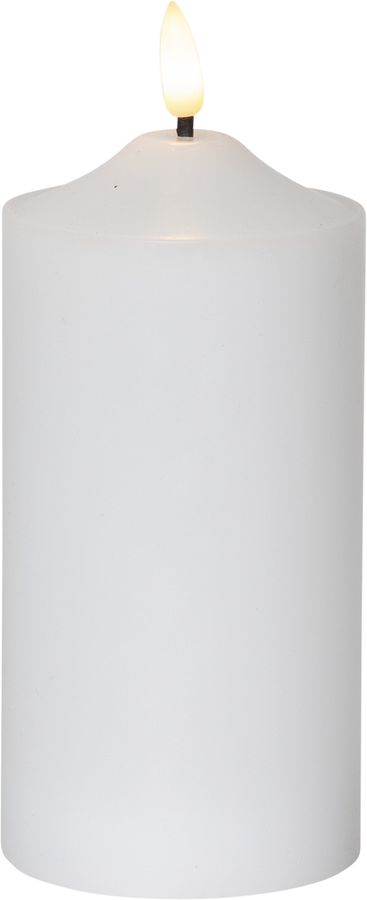 LED Pillar Kerze Flamme - Indoor, Weiss, 17cm Höhe, Timerfunktion