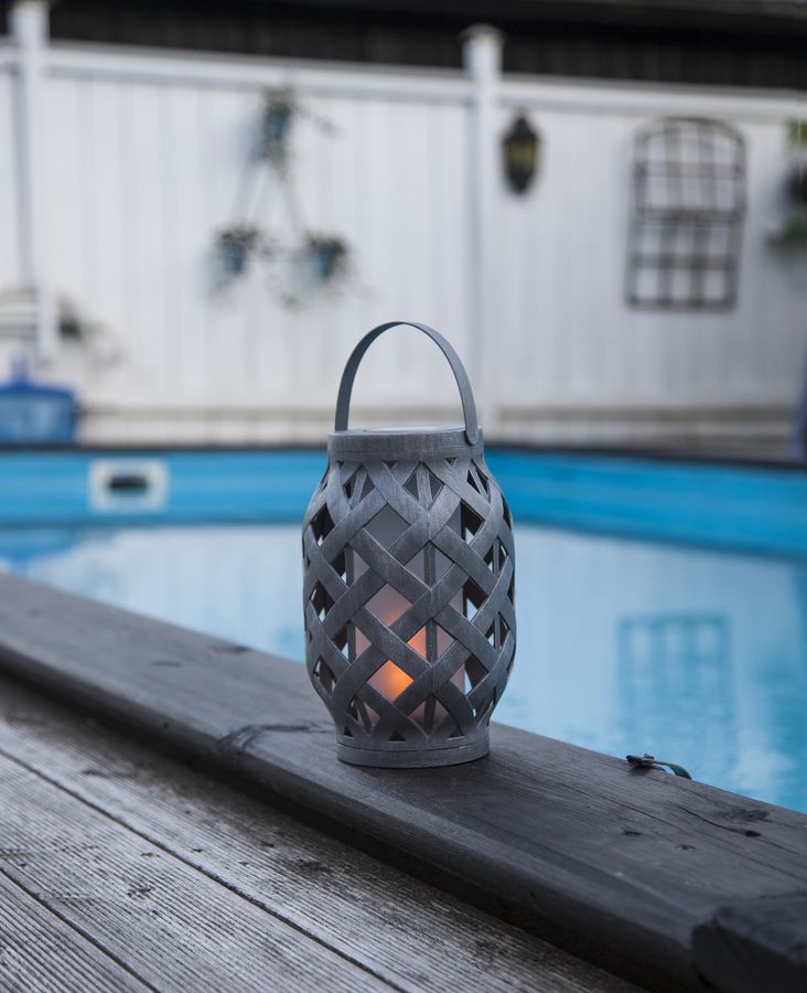 Solar Decoration Flame - Grau, Lichtfarbe Gelb