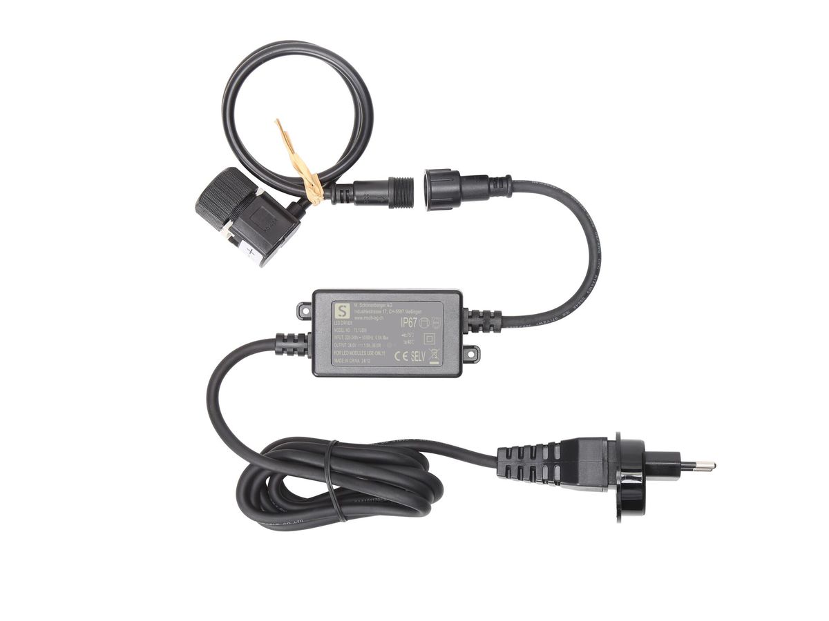 24V Treiberset 36W - 230V DC, max 36W, IP67, Eingang: T13 IP55 Stecker