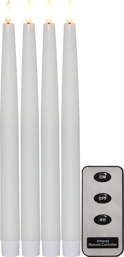 LED Dinner Kerze 4P Flamme - Indoor, Weiss, 28.5cm, Timerfunktion