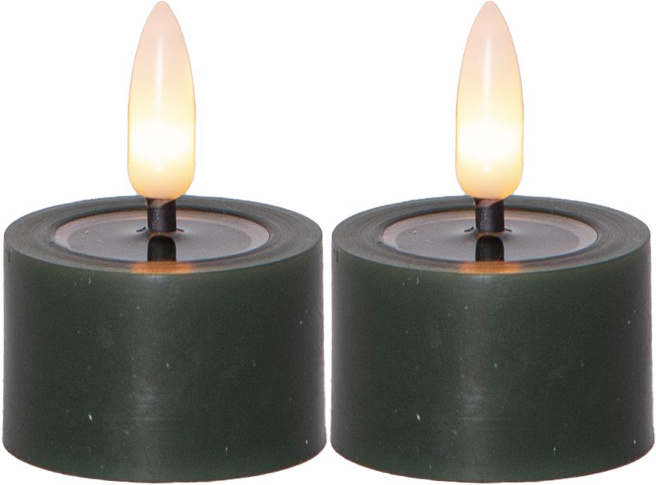 LED Teelicht 2 Pack Flamme Flow - Indoor, Grün, 5cm  Höhe, Timerfunktion