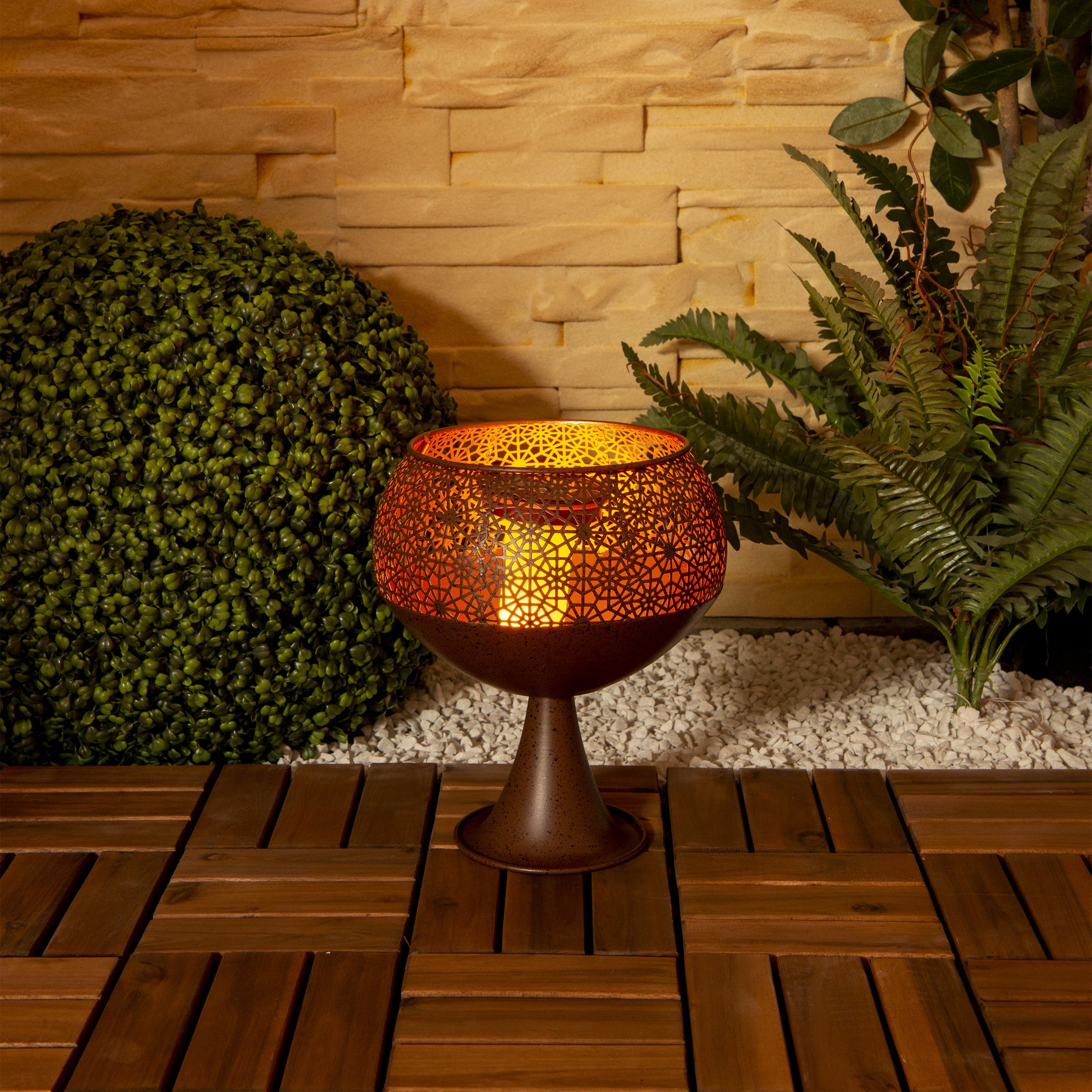 LED Deko-Solarleuchte mit Standfuß h: 25cm Flammeneffekt - LED Deko-Solarleuchte mit Standfuß h: 25cm Flammeneffekt