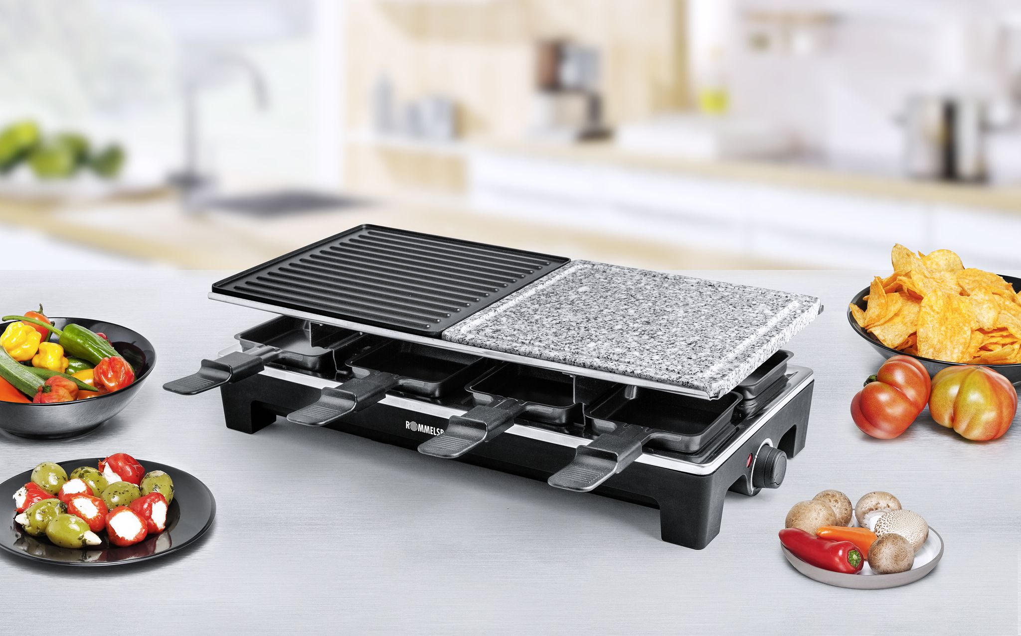 Griglia per raclette RCS 1350 - Raclette Grill , Edelstahl/schwarz, 1350W