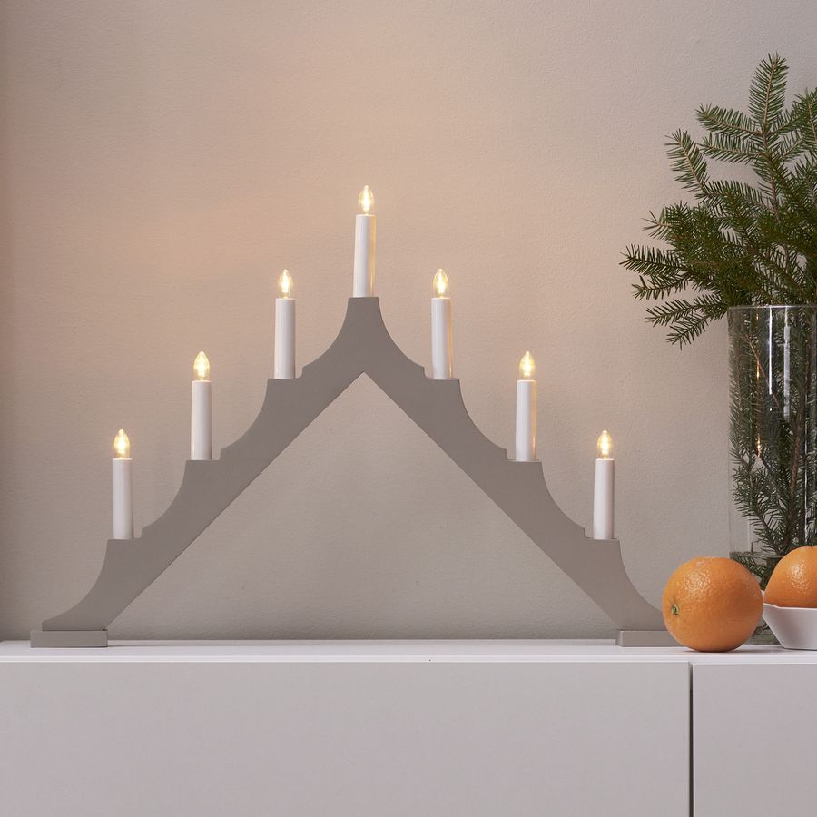 Kerzenhalter Alma - Indoor, Kaltweiss, Beige