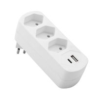 Abzweigstecker drehbar 3xT13 mit USB PD30W weiss (offen) - Abzweigstecker drehbar 3xT13 mit USB PD30W weiss (offen)