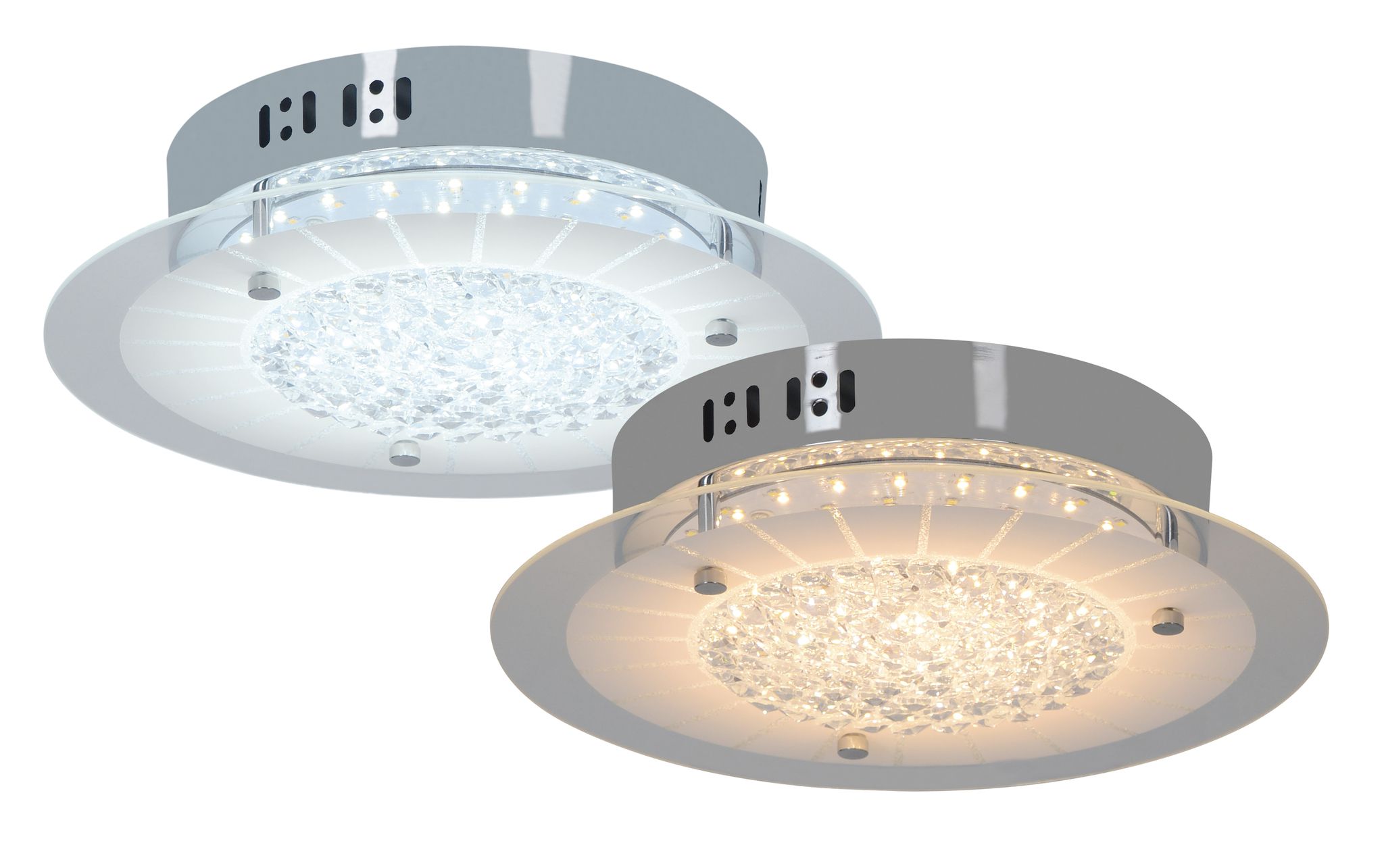LED Deckenleuchte Chur mit Kristalleffekt - LED fest verbaut, 2700-6500K, warm-kaltweiss
