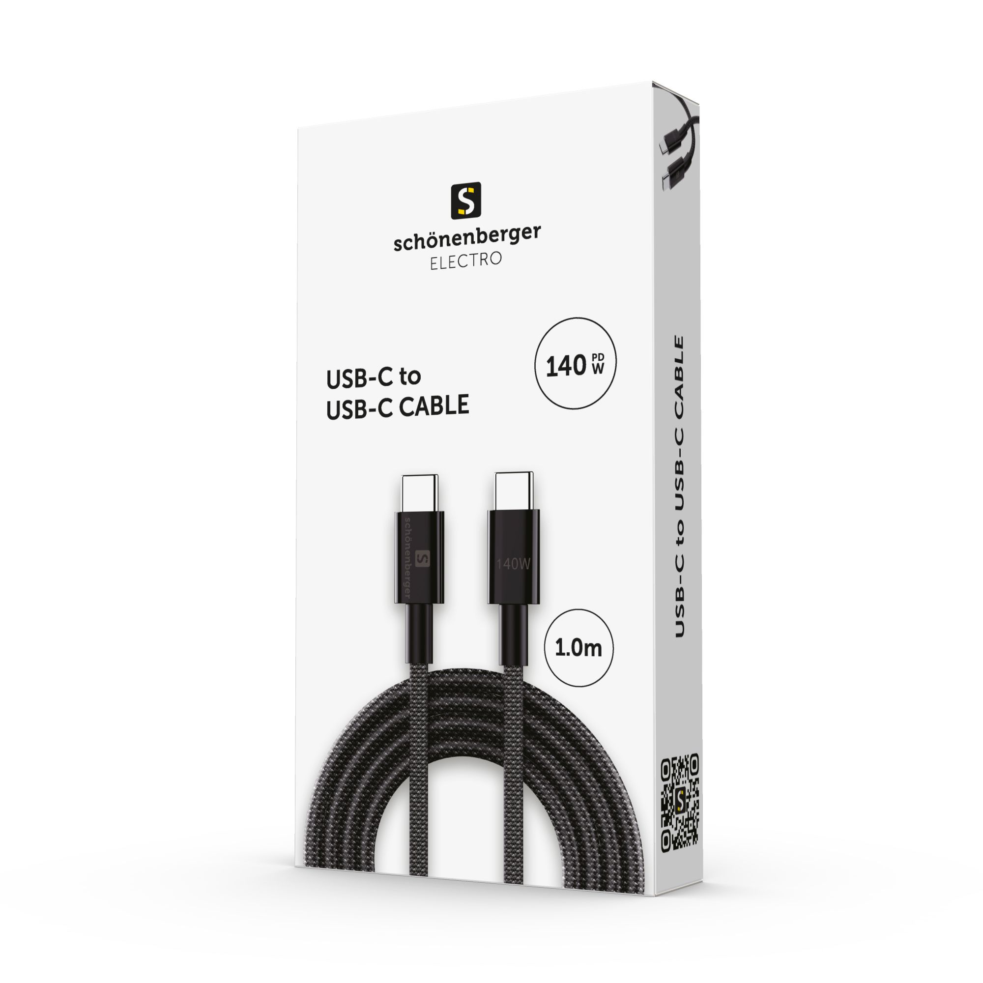 USB-C to USB-C Cable, 140W PD support, 1m, schwarz - 140W USB-C Kabel 1.0m