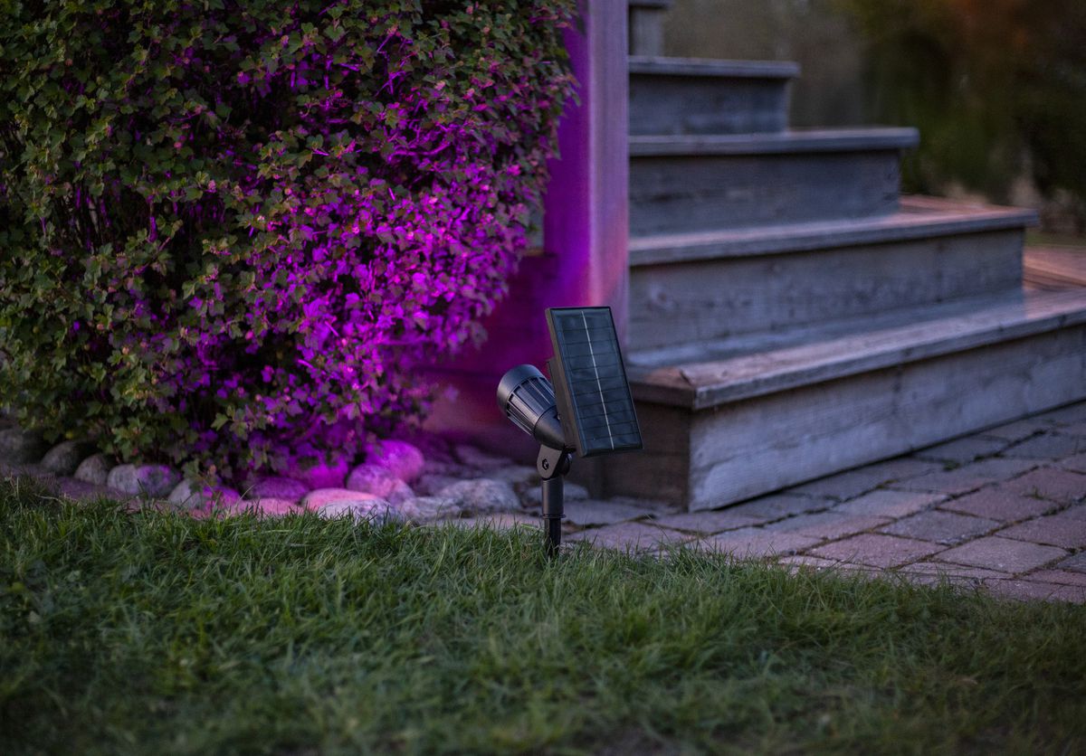 Solar Spotlight Powerspot - Indoor, Outdoor, RGBW, Schwarz