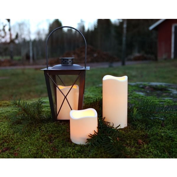 LED candela di plastica Paul - Outdoor, Beige, 7.5cm Höhe, Timerfunktion