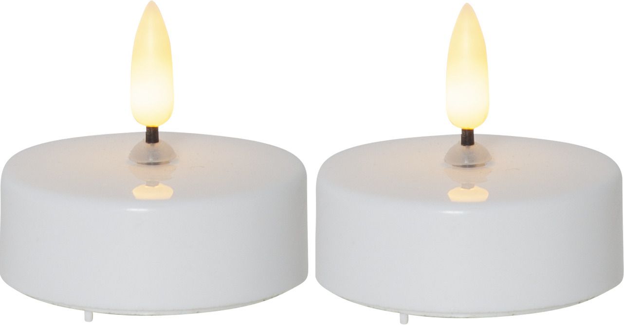LED Teelicht 2 Pack Flamme - Indoor, Weiss, 5.5cm, mit Timerfunktion