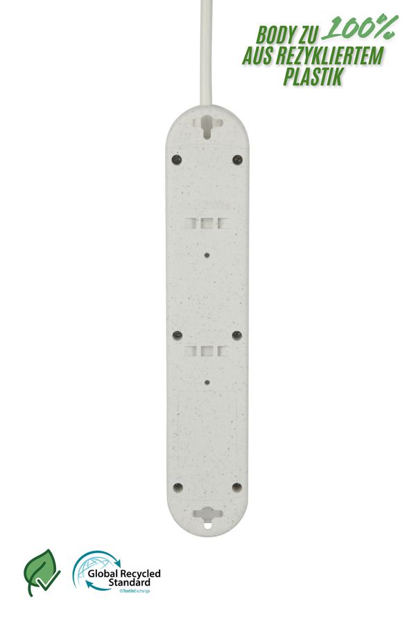 Steckdosenleiste Re:Life - 4x T13., 1.8m Kabel, weiss