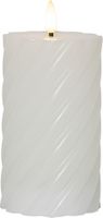 LED Pillar Kerze Flamme Swirl - Indoor, Weiss, 15.00 cm Höhe,  Timerfunktion