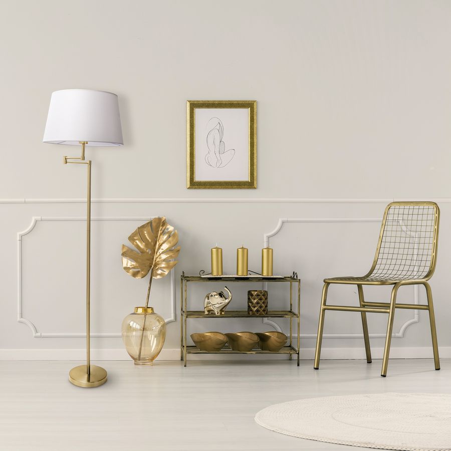 Stehleuchte Bologna h: 158cm beige messing - E27, IP20