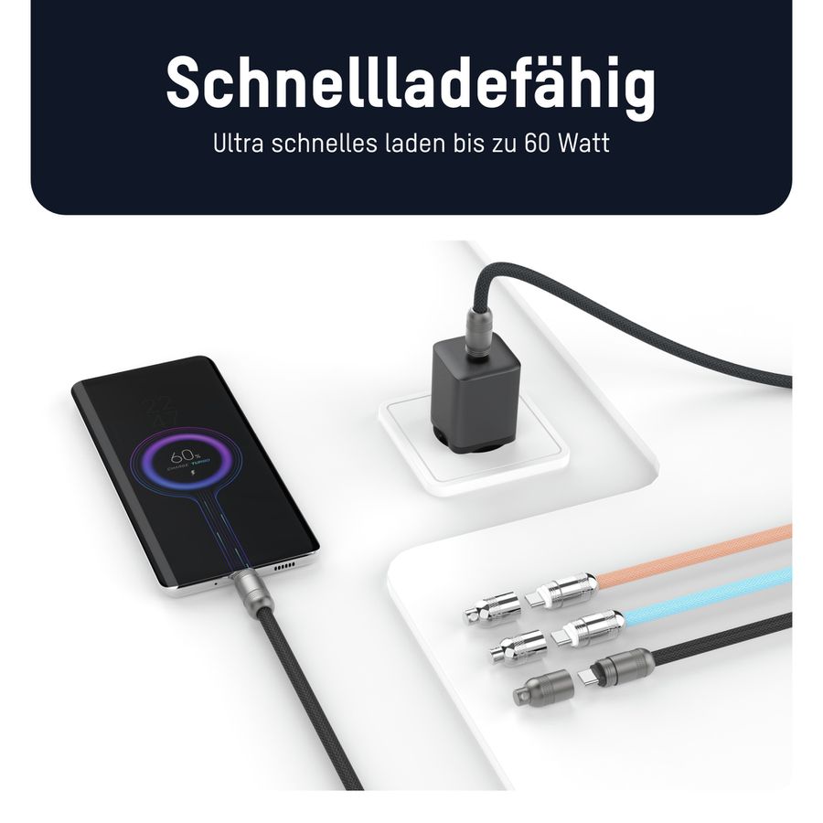 Lanyard Kabel USB Typ-C zu USB Typ-C - 120 cm, schwarz