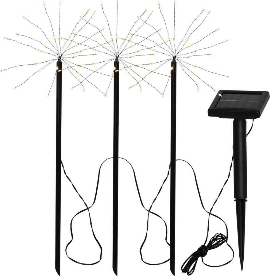 Solar Decoration Firework - Schwarz, Lichtfarbe Warmweiss
