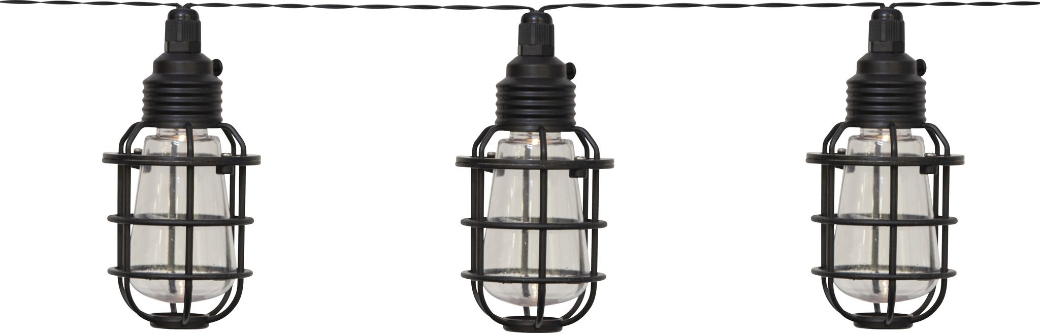 Solar Lichterkette Cage - Schwarz, Lichtfarbe Warmweiss