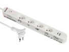 SKROSS Home Station USB-C - 1x USB-C + 1x USB-A max. 3.4A, 4xT13, Flachstecker T12 mit Lasche, 1.5m Kabel, weiss