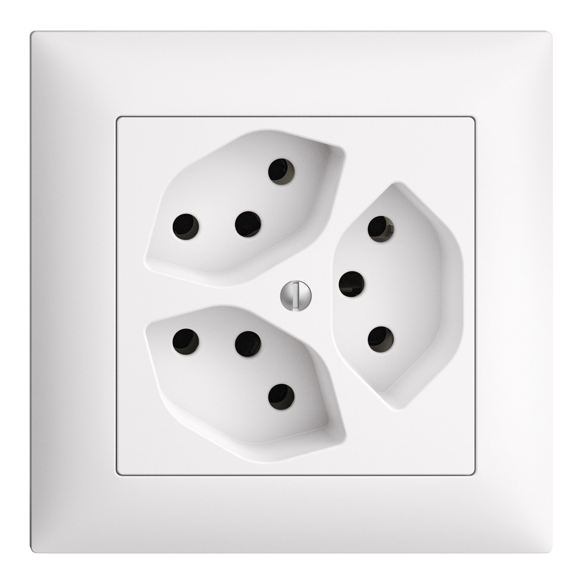 EDIZIOdue 3xT13 FMI UP mit Kinderschutz - 10A, 250V AC, L+N+PE, Mit Steckklemmen, Parallel, Einbautiefe 41 mm, FMI, weiss, IP20, 8.8x8.8cm