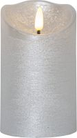 LED Pillar Kerze Flamme Rustic - Indoor, Silber, 12.50 cm Höhe,  Timerfunktion