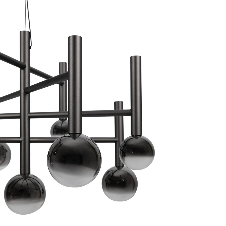 9er LED Pendelleuchte  SINGAPUR : 65cm schwarz - IP20, LED-Modul, Schwarz