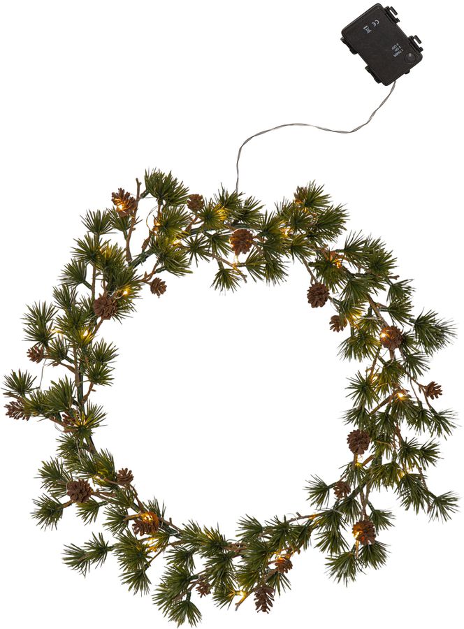 Kranz Larix - IP44, Warmweiss, Grün