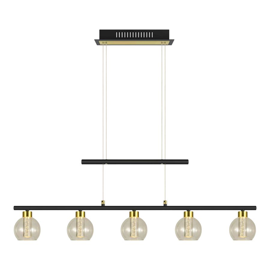 LED Glas-Pendelleuchte BRASS L: 90 cm / schwarz - LED fest verbaut, IP20, 76.5W, 230V