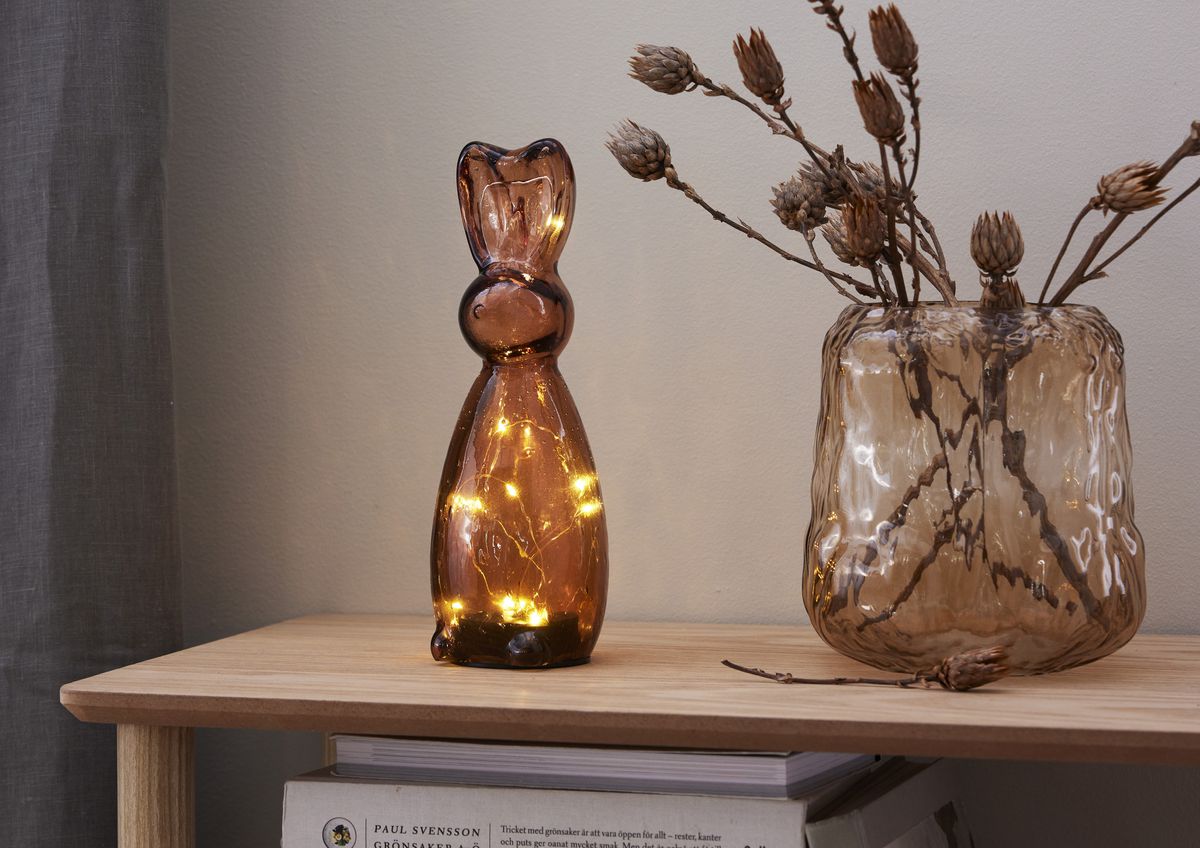 Glas Decoration Harry Brown - Indoor, Warmweiss, Braun