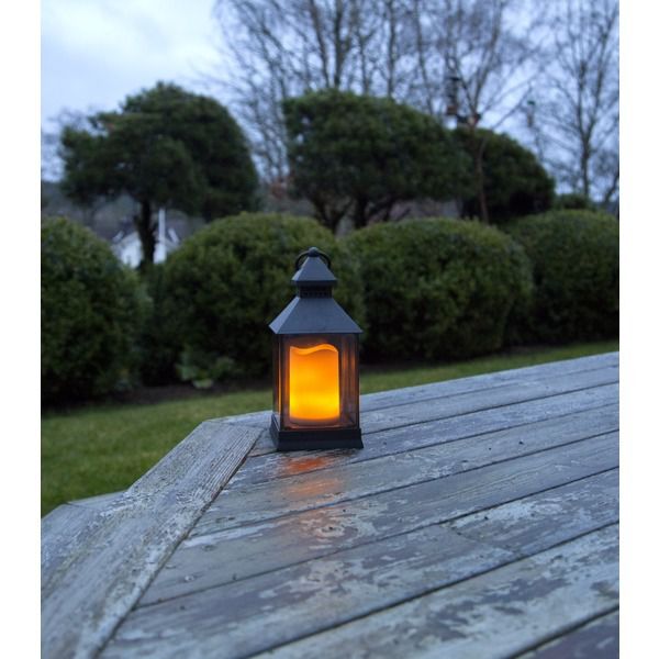 Laterne Flame Laterne - Outdoor, Schwarz, 25cm Höhe, Timerfunktion 6er Display