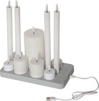 LED Pillar Kerze Flamme Charge - Indoor, Weiss